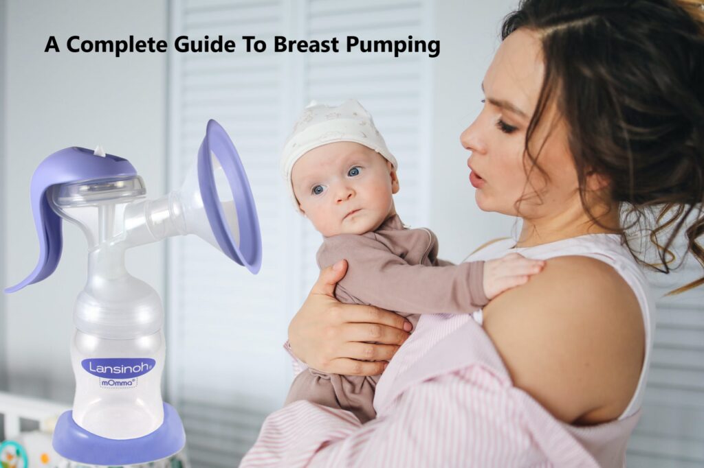 A woman with her baby and breast pump