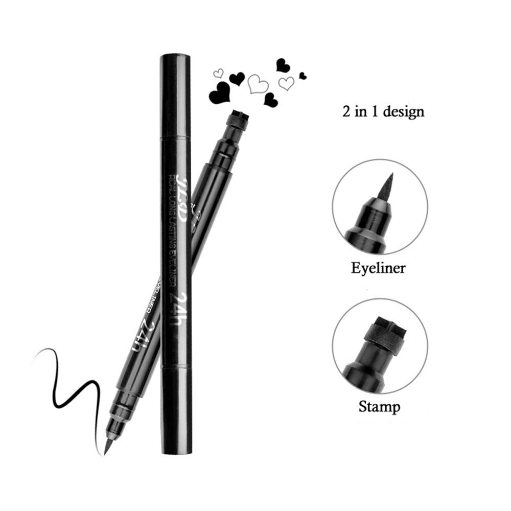 Pinkiou Eyeliner Pencil Pen with Eye Makeup Stamp Waterproof Double Sided Long Lasting Seal Eyeliner