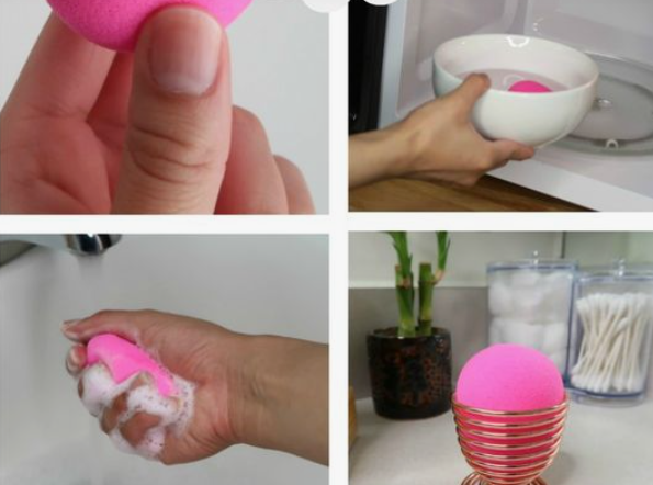 Steps to clean make-up sponge