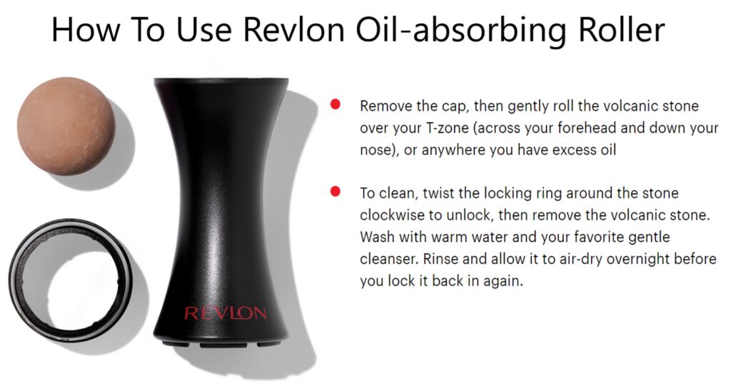 steps to use revlon oil-absorbing roller
