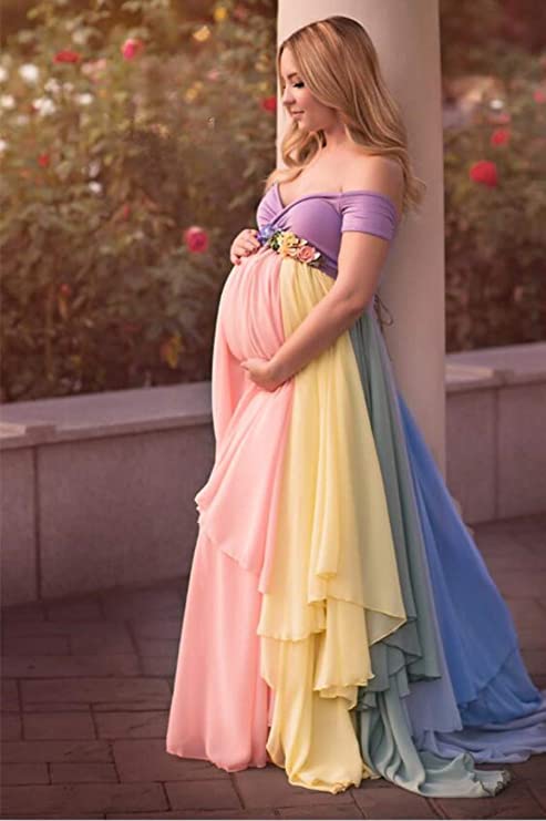 Rainbow Maternity Evening Dress